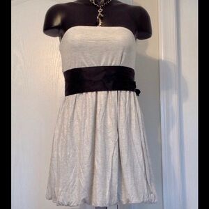 Y2K The Limited Bubble Hem Strapless Gold Knit Top / Mini Dress Black Satin Belt